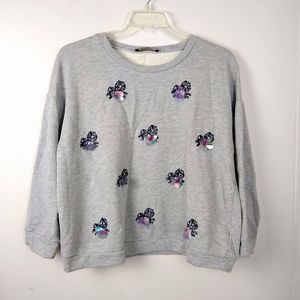 Weekend by MaxMara Gray Embellished Sweatshirt